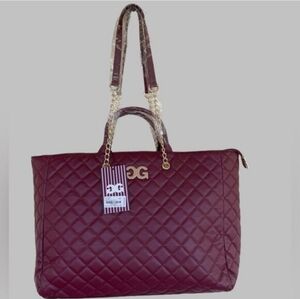 Gilda Paris Large Quilted Tote – Burgundy Wine – NWT